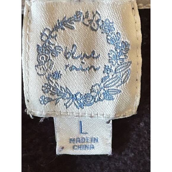 Blue Rain Black Cropped Sweatshirt with Red Rose Embroidery – Size Large - Picture 4 of 6